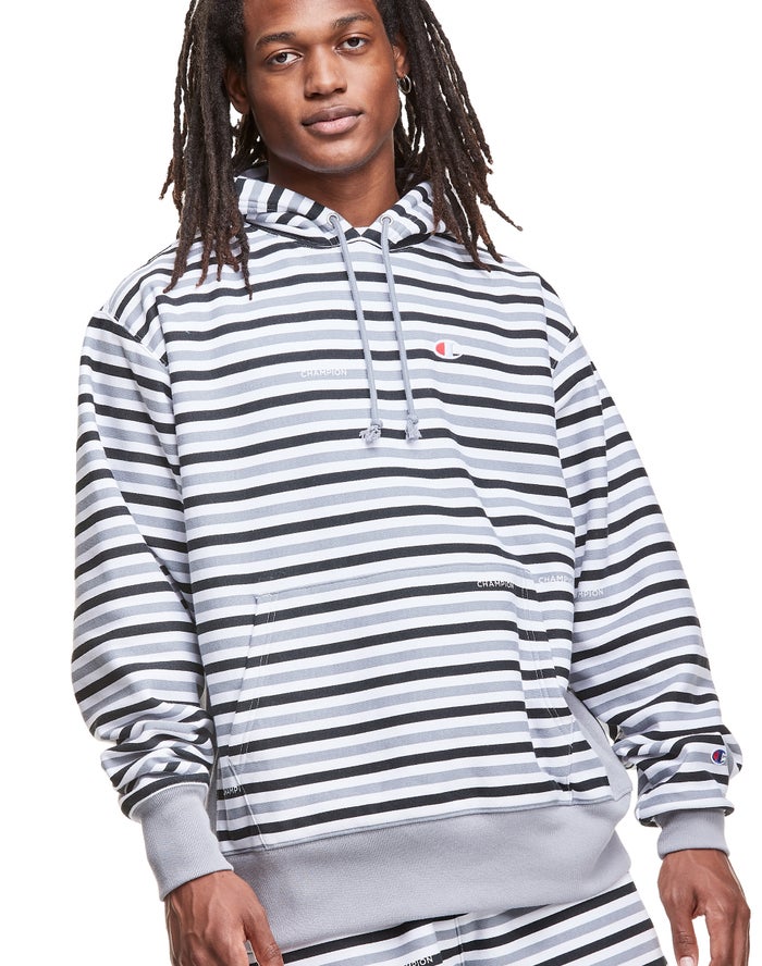 Sudadera Con Capucha Champion Hombre - Reverse Weave All Over Print ( Negras/Gris/Blancas ) 4987605-